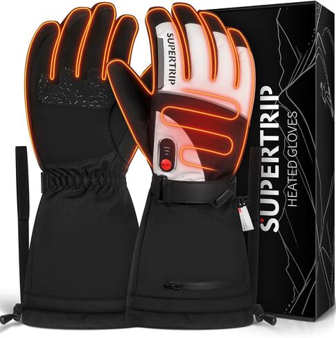 Supertrip Heated Gloves for Men Women, Rechargeable 7.4V 3000mAh Battery 22.2WH Heated Ski Gloves, 3M Thinsulate Waterproof Touchscreen Electric Heating Gloves - Skiing Motorcycle Hunting Outdoor Work in Saudi Arabia