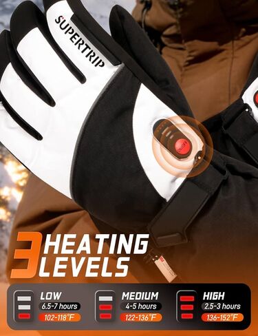 Supertrip Heated Gloves for Men Women, Rechargeable 7.4V 3000mAh Battery 22.2WH Heated Ski Gloves, 3M Thinsulate Waterproof Touchscreen Electric Heating Gloves - Skiing Motorcycle Hunting Outdoor Work in Saudi Arabia