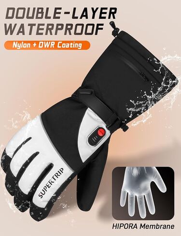 Supertrip Heated Gloves for Men Women, Rechargeable 7.4V 3000mAh Battery 22.2WH Heated Ski Gloves, 3M Thinsulate Waterproof Touchscreen Electric Heating Gloves - Skiing Motorcycle Hunting Outdoor Work in Saudi Arabia