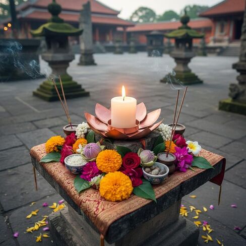 Metal Lotus Flower Tea Light Candle Holder, Copper Bronze Finish, Decorative Floral Design for Home, Table in Kuwait