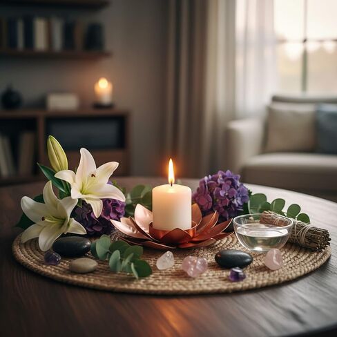 Metal Lotus Flower Tea Light Candle Holder, Copper Bronze Finish, Decorative Floral Design for Home, Table in Kuwait