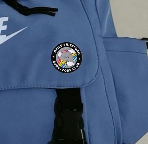 قطعتان من دبوس نادي Shitstorm Survivors اليومي - ابق قوياً مع تصميم السحابة اللطيفة وقوس قزح والبرق، شارة المينا المصنوعة من خليط معدني لمحبي الفكاهة والمتفائلين in Kuwait