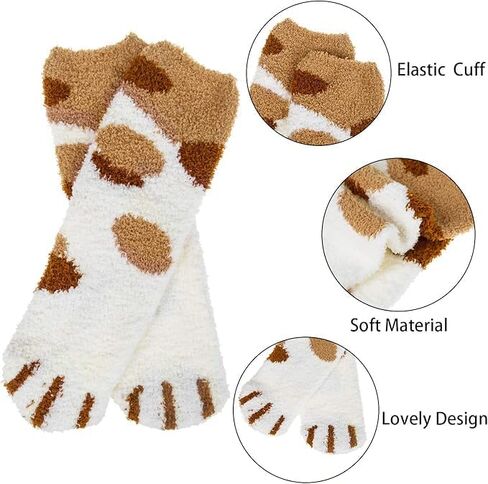 6 Pairs Winter Thick Socks for Women, Cute Big Cat Paw Pattern Breathable Warm Socks Cozy Hiking Boot Sock for Cold Weather [6 styles] in Saudi Arabia