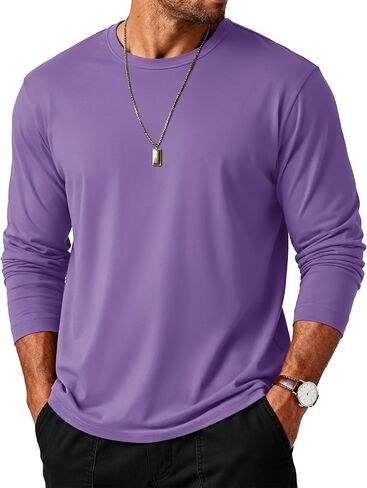 MAGCOMSEN Mens Long Sleeve Tee Shirts Lightweight Moisture Wicking Casual Comfort Crewneck Plain Long Sleeve Shirts in Saudi Arabia