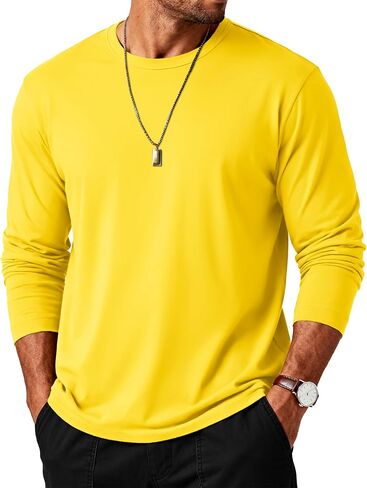 MAGCOMSEN Mens Long Sleeve Tee Shirts Lightweight Moisture Wicking Casual Comfort Crewneck Plain Long Sleeve Shirts in Saudi Arabia