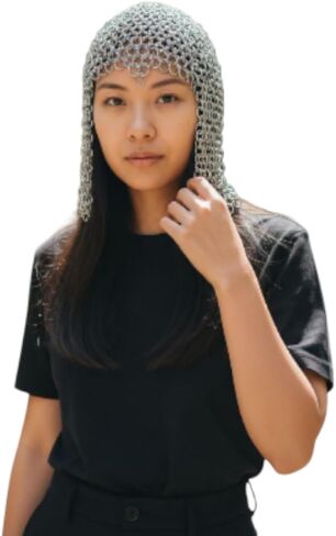 KAMSEE Medieval Aluminum Chainmail Coif Hood, Lightweight Butted Chain Mail Armor, Historical Reenactment Headwear in Saudi Arabia