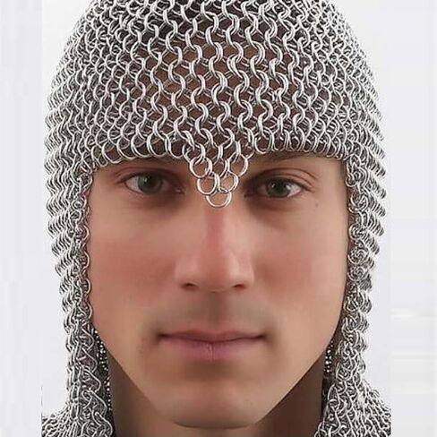 KAMSEE Medieval Aluminum Chainmail Coif Hood, Lightweight Butted Chain Mail Armor, Historical Reenactment Headwear in Saudi Arabia