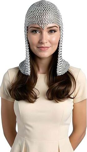 KAMSEE Medieval Aluminum Chainmail Coif Hood, Lightweight Butted Chain Mail Armor, Historical Reenactment Headwear in Saudi Arabia