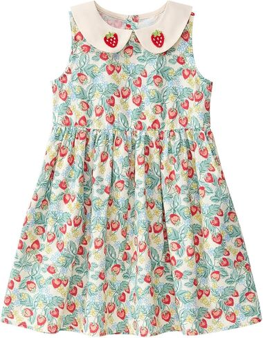 Little Bitty Strawberry Dresses Toddler Girls Cotton Sleeveless Casual Beach Summer Sundress Swing Princess Dress Size 2-6T in Kuwait