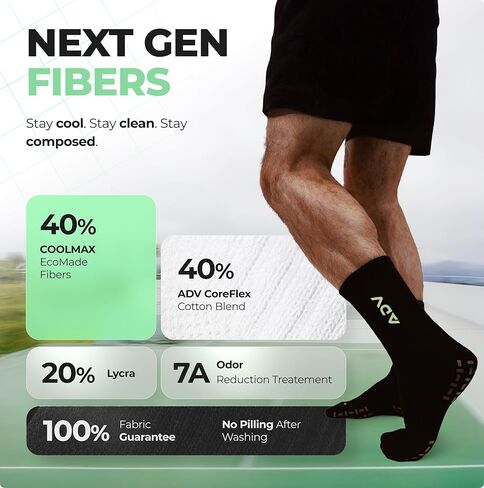 ADV Pro Tennis & Pickleball Socks – Cushioned Performance Training Socks w/Microfiber Grip, Compression Arch for Men & Women in Saudi Arabia
