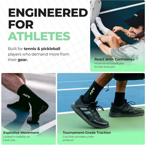 ADV Pro Tennis & Pickleball Socks – Cushioned Performance Training Socks w/Microfiber Grip, Compression Arch for Men & Women in Saudi Arabia