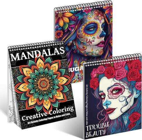 2Pcs Mindfulness Adult Coloring Book for Women Coloring Books for Adults Relaxation, Adult Coloring Book for Women Relaxation Spiral Bound Printed On One Side Adult Coloring Book for Adults Relaxation in Kuwait