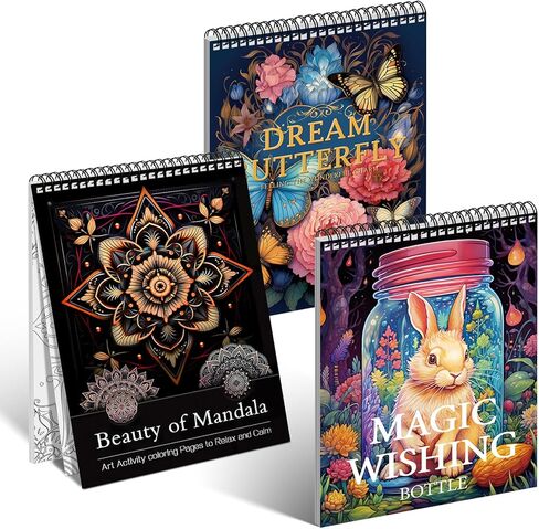 2Pcs Mindfulness Adult Coloring Book for Women Coloring Books for Adults Relaxation, Adult Coloring Book for Women Relaxation Spiral Bound Printed On One Side Adult Coloring Book for Adults Relaxation in Kuwait