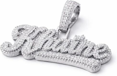 قلادة قلادة اسم مخصص للرجال والنساء | فضة إسترلينية مع طلاء ذهب عيار 14 قيراط | سحر الاسم الشخصي المثلج | عرض 2.14 سم | هدية لأي مناسبة in Kuwait