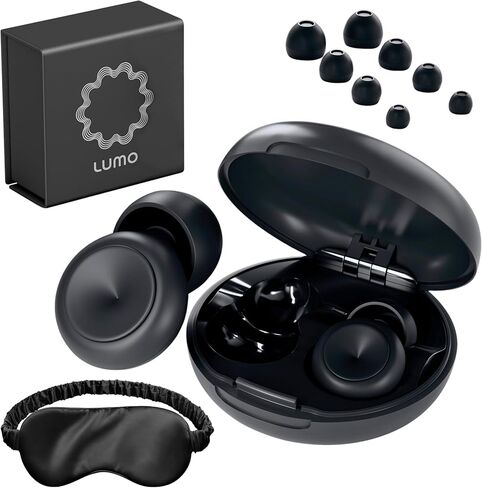 Lumo Ear Plugs for Sleeping - 28dB (SNR) Reusable Silicone Ear Plugs for Noise Reduction with Silk Sleep Mask | Work & Concert Hearing Protection | Customizable & Comfortable Noise Reducing Earplugs in Kuwait