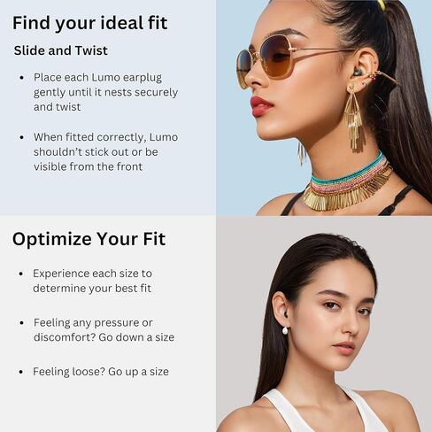 Lumo Ear Plugs for Sleeping - 28dB (SNR) Reusable Silicone Ear Plugs for Noise Reduction with Silk Sleep Mask | Work & Concert Hearing Protection | Customizable & Comfortable Noise Reducing Earplugs in Kuwait