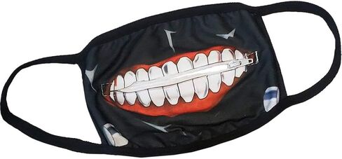 Ghoul Teeth Fantasy Horror Anime Cosplay face mask with usable Zipper Metallic in Saudi Arabia