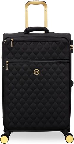 It Luggage Glimmering 28" Softside Checked 8 عجلات دوارة قابلة للتوسيع، أسود in Kuwait