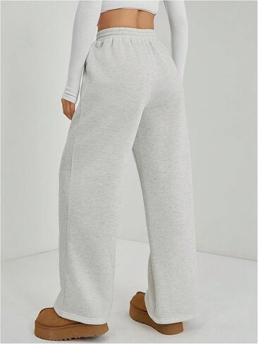 GORGLITTER Women's Wide Leg Sweatpants Elastic High Waisted Baggy Sweat Pants Fleece Loose Active Pants with Pockets in Saudi Arabia