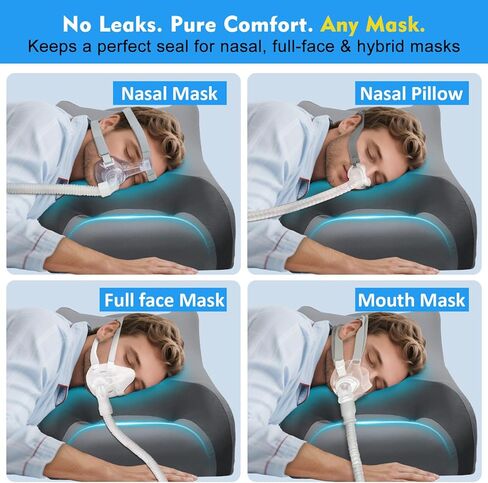 IKSTAR CPAP Pillow for Side Sleepers with Larger Cutouts – Adjustable Height Memory Foam – Fits Most Nasal/Full-Face/Pillow Masks – Helps Reduce Mask Pressure & Air Leaks – Cooling Washable Cover in Saudi Arabia