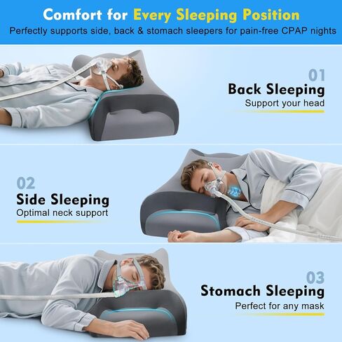 IKSTAR CPAP Pillow for Side Sleepers with Larger Cutouts – Adjustable Height Memory Foam – Fits Most Nasal/Full-Face/Pillow Masks – Helps Reduce Mask Pressure & Air Leaks – Cooling Washable Cover in Saudi Arabia