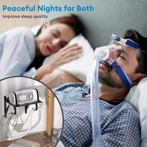 حامل رف تثبيت على الحائط CPAP لحامل خرطوم ResMed AirSense 10/11 CPAP للسرير، حامل CPAP عالي التحمل بجانب السرير مع سطح كبير جدًا، شماعة خرطوم قابلة للتعديل وخطاف قناع، موفر للمساحة ومتين in Saudi Arabia