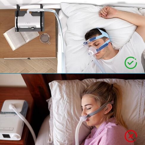 حامل رف تثبيت على الحائط CPAP لحامل خرطوم ResMed AirSense 10/11 CPAP للسرير، حامل CPAP عالي التحمل بجانب السرير مع سطح كبير جدًا، شماعة خرطوم قابلة للتعديل وخطاف قناع، موفر للمساحة ومتين in Saudi Arabia