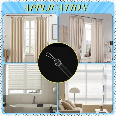 عصا سحب الستارة مقاس 60.96 سم، قضيب سحب ستارة شفاف مع خطاف، عصا سحب الستائر لسهولة الفتح والظهر - عبوتان in Kuwait