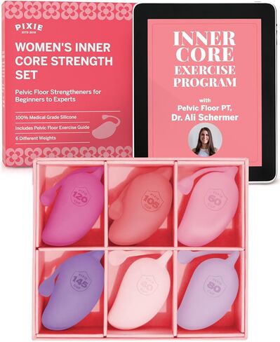 Pixie Inner Core Wellness & Strength Training with Flushable Feminine Wipes - Women’s Core Strength Set - Set of 6 - Includes Easy-to-Read Guide & Exercises for Beginners & Advanced in Kuwait