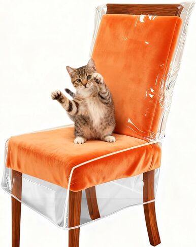 Waterproof Plastic Chair Covers,Dining Room Chair Seat Covers, Spill-Proof Protectors for Kitchen Dining Chairs,W/21 x D/18(Fits 16-23") in Kuwait