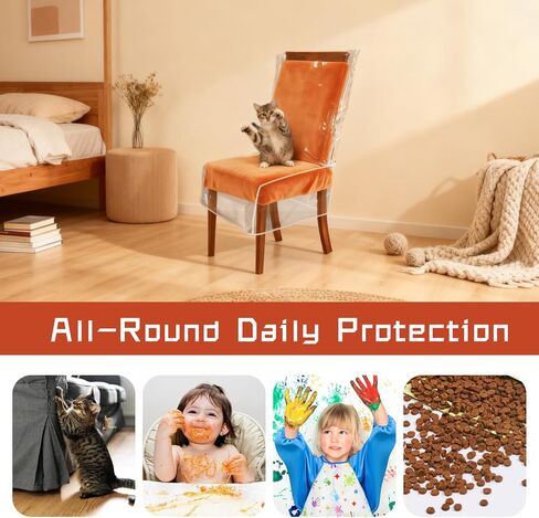 Waterproof Plastic Chair Covers,Dining Room Chair Seat Covers, Spill-Proof Protectors for Kitchen Dining Chairs,W/21 x D/18(Fits 16-23") in Kuwait
