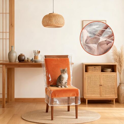 Waterproof Plastic Chair Covers,Dining Room Chair Seat Covers, Spill-Proof Protectors for Kitchen Dining Chairs,W/21 x D/18(Fits 16-23") in Kuwait