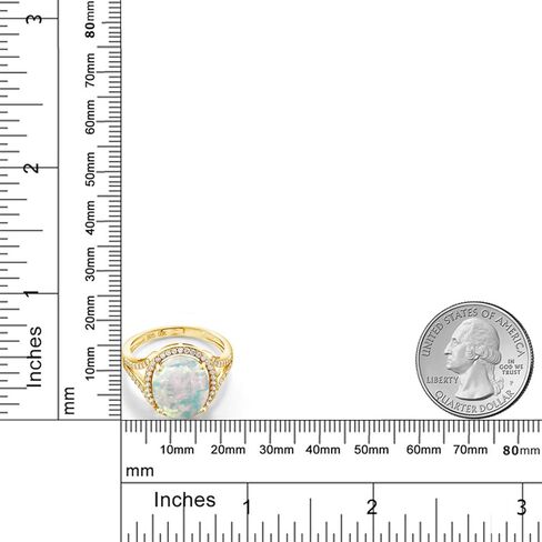 جوهرة الحجر الملك 18K الذهب الأصفر مطلي الفضة 12X10MM البيضاوي الأحجار الكريمة جوهرة المولد هالة خاتم الخطوبة | خاتم وعد الذكرى السنوية للزفاف للنساء in Kuwait