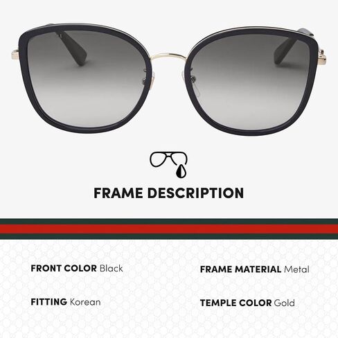 Gucci GG0606SK GG Interlocking Logo Cat-Eye-Shaped Non-Polarized Sunglasses for Women – Includes Luxury Eyewear Kit – Black Frame with Gray Lens in Saudi Arabia
