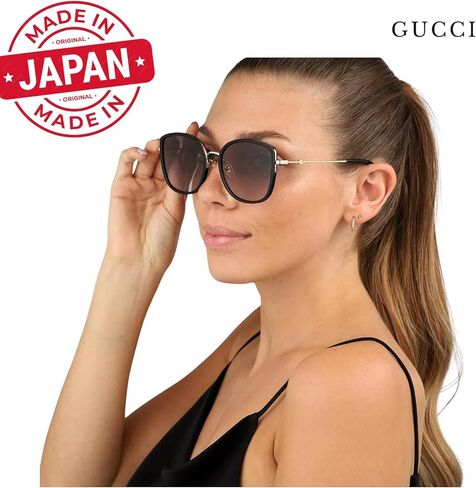 Gucci GG0606SK GG Interlocking Logo Cat-Eye-Shaped Non-Polarized Sunglasses for Women – Includes Luxury Eyewear Kit – Black Frame with Gray Lens in Saudi Arabia
