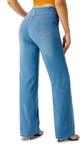 Wide Leg Jeans Woman Blue in Saudi Arabia