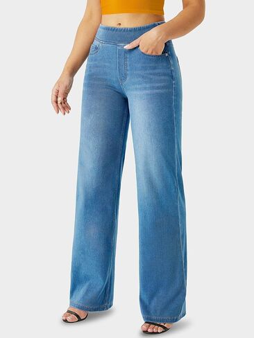 Wide Leg Jeans Woman Blue in Saudi Arabia