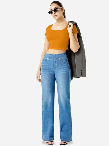Wide Leg Jeans Woman Blue in Saudi Arabia