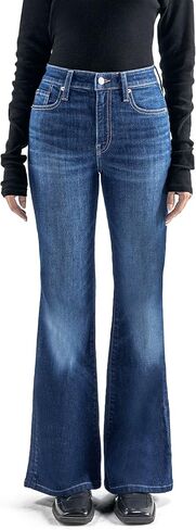 Flare Jeans for Women - Mid Waisted Fly Denim Bell Bottom Pants - Premium Women Flare Jeans in Saudi Arabia