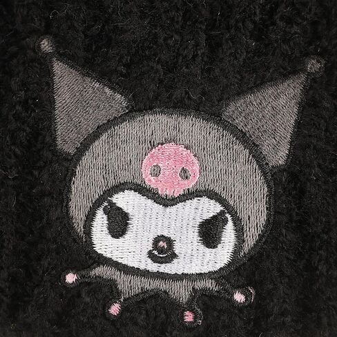 Bioworld Kuromi Pearls Adult Black Cuffed Knit Beanie with Pink Pom in Saudi Arabia