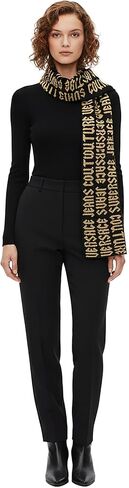 VERSACE JEANS COUTURE Gothic Signature Monochrome Black Gold Knitted Womens Scarf in Saudi Arabia