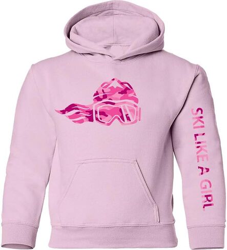 Ski Like A Girl Youth Girls Hoodie Pink Camo (Ages 6-14) in Saudi Arabia