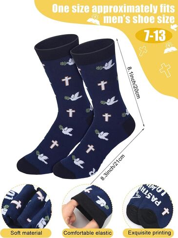 12 Pairs Funny Pastor Socks Gifts Bulk Christmas Pastor Christian Religion Gifts for Men Women Novelty Breathable Cotton Crew Pastors Appreciation Sock for Xmas Christian Church(Pastor) in Saudi Arabia