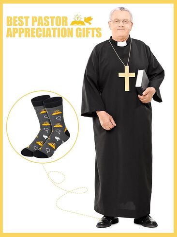 12 Pairs Funny Pastor Socks Gifts Bulk Christmas Pastor Christian Religion Gifts for Men Women Novelty Breathable Cotton Crew Pastors Appreciation Sock for Xmas Christian Church(Pastor) in Saudi Arabia