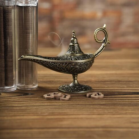 Incense Holder Lamp-Shaped Alloy with Ornate Filigree Design, Decorative Table Burner for Home, Meditation and Yoga, 1pc in Saudi Arabia