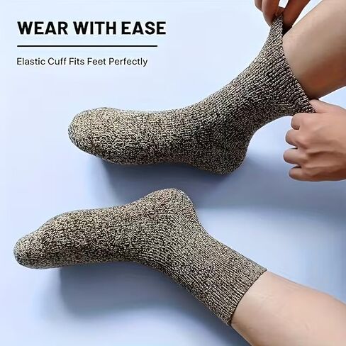 5 Pairs Men's Thick Warm Socks, Casual Solid Color Mid-Calf Winter Men’S Stockings in Saudi Arabia