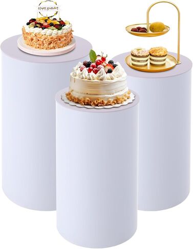 Cylinder Pedestal Stands 3 Pcs White Pedestal Display Plinth Pillars for Party 72.75 Lbs Round Cylinder Tables Cake Stands for Birthday Parties (Clear) in Saudi Arabia