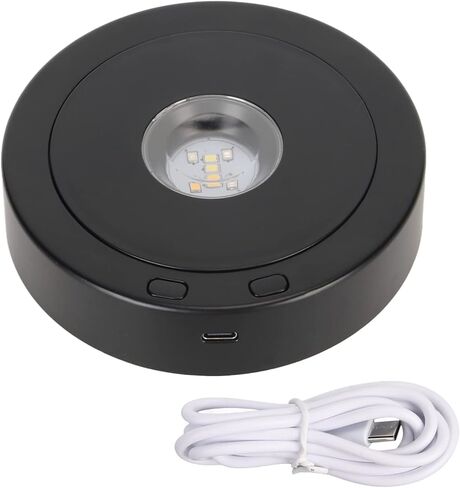 قاعدة عرض دوارة LED، دوران 360 درجة، ضوء LED، بطاريات USB أو AAA، للكريستال والزجاج وعرض المجوهرات in Saudi Arabia