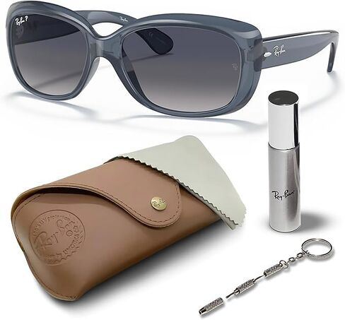 Ray-Ban RB4101 Jackie Ohh Transparent Polarized Butterfly Shape Sunglasses With Eyewear Kit Bundle - High Bridge Fit - Beach Sunglasses in Saudi Arabia