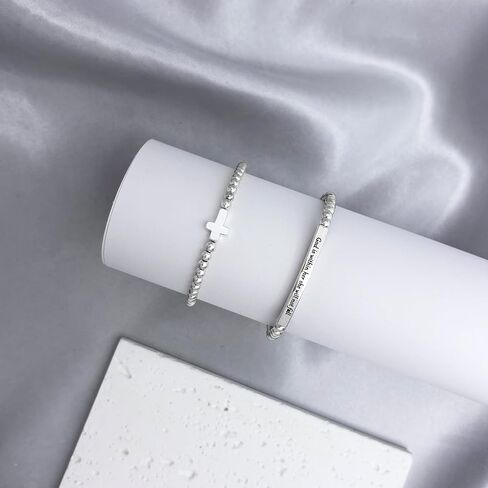 الأساور الدينية المسيحية للنساء يسوع ملهمة الإيمان سوار مطرز تمتد اليدوية الكرة أساور الكتاب المقدس الآية سوار الدينية المسيحية هدية in Kuwait